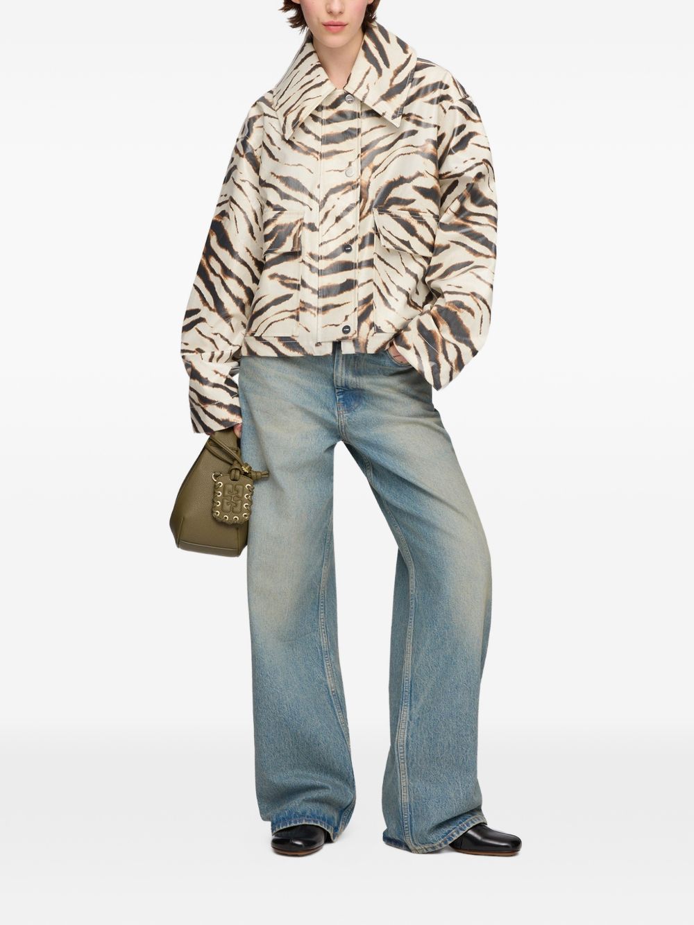 Ganni Zebra Print Cotton Blend Jacket
