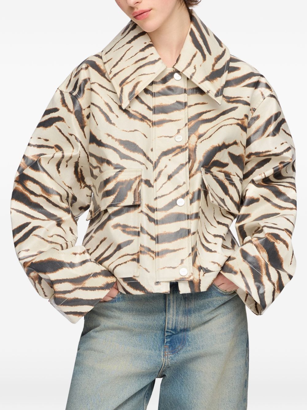 Ganni Zebra Print Cotton Blend Jacket