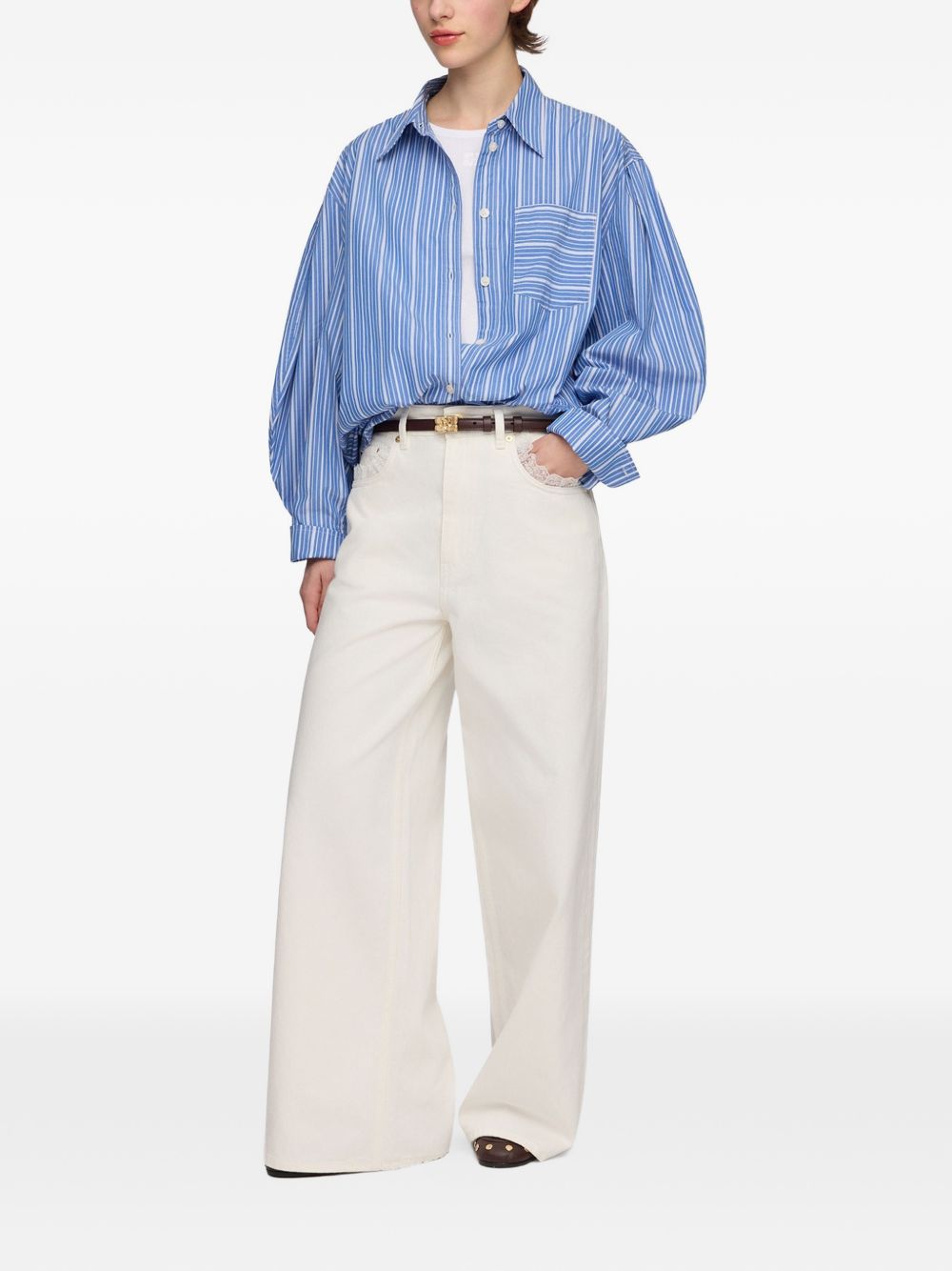 Ganni Striped Organic Cotton Shirt
