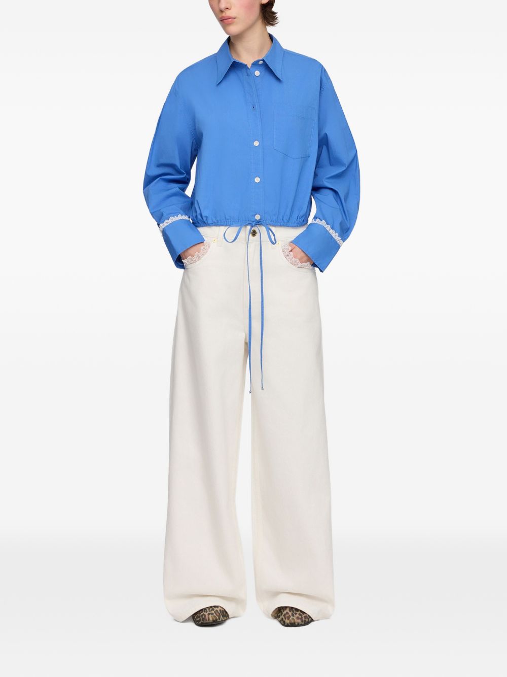 Ganni Organic Cotton Cropped Shirt