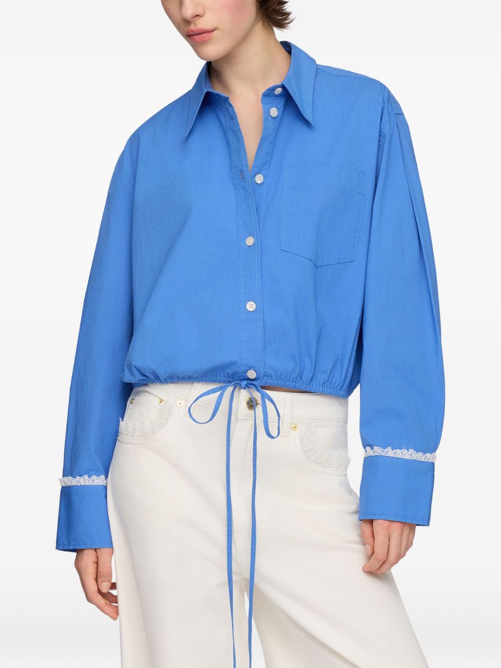 Ganni Organic Cotton Cropped Shirt