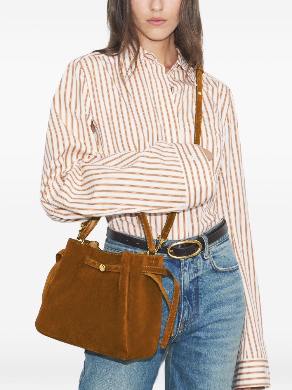Tory Burch Romy Suede Leather Bucket Bag