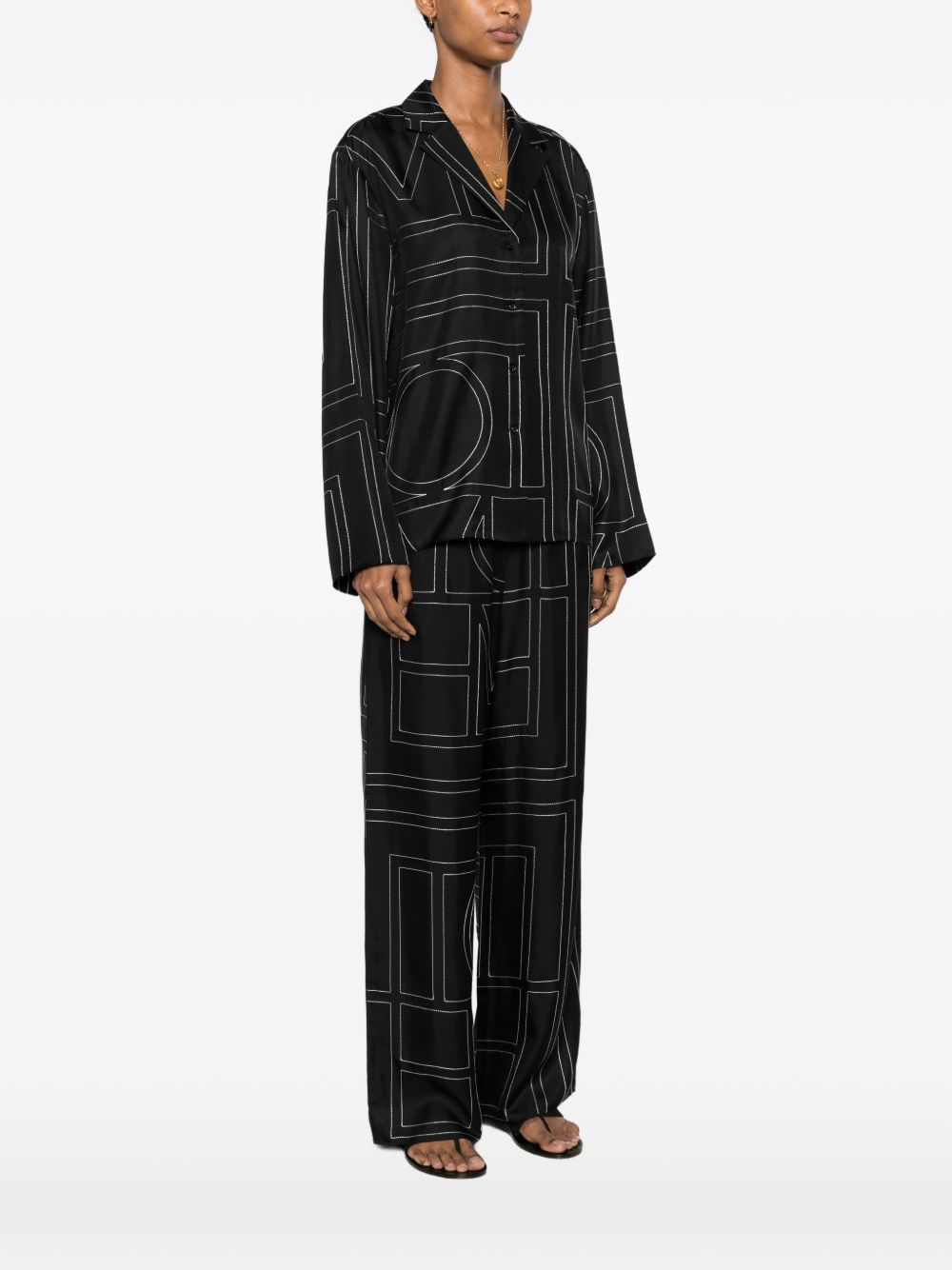 Toteme Pre Monogram Silk Pajama Shirt