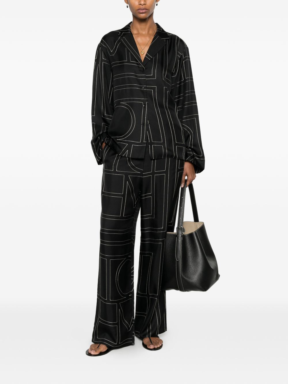 Toteme Pre Monogram Silk Pajama Shirt