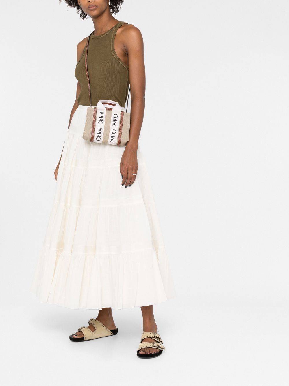 Chloè Woody Mini Linen Tote Bag