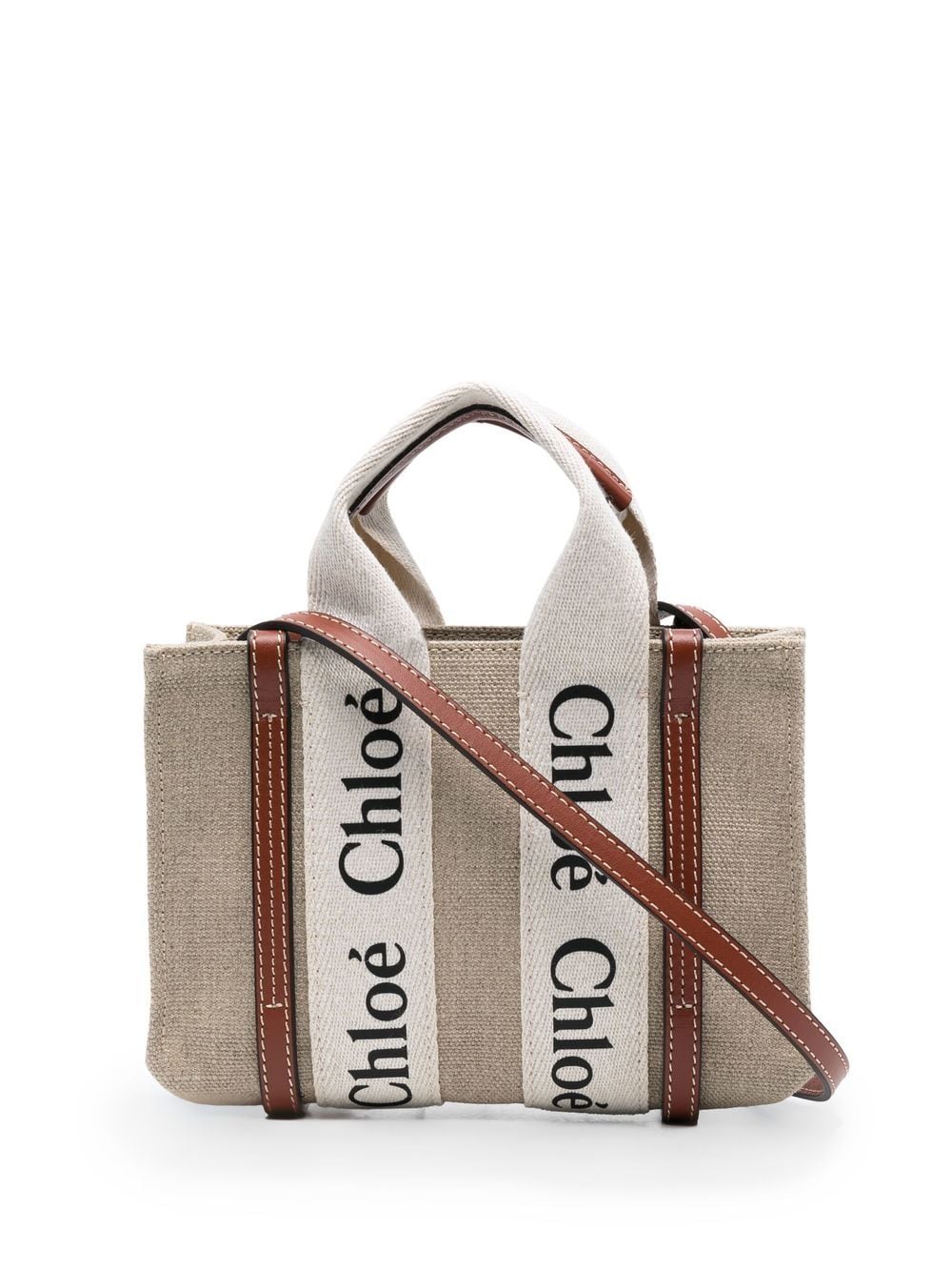 Chloè Woody Mini Linen Tote Bag