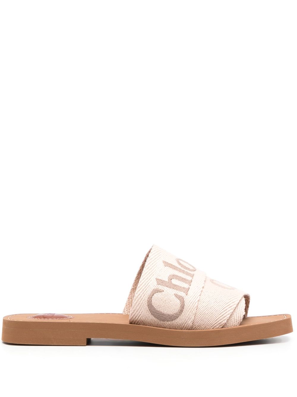 Chloè Woody Linen Flat Sandals