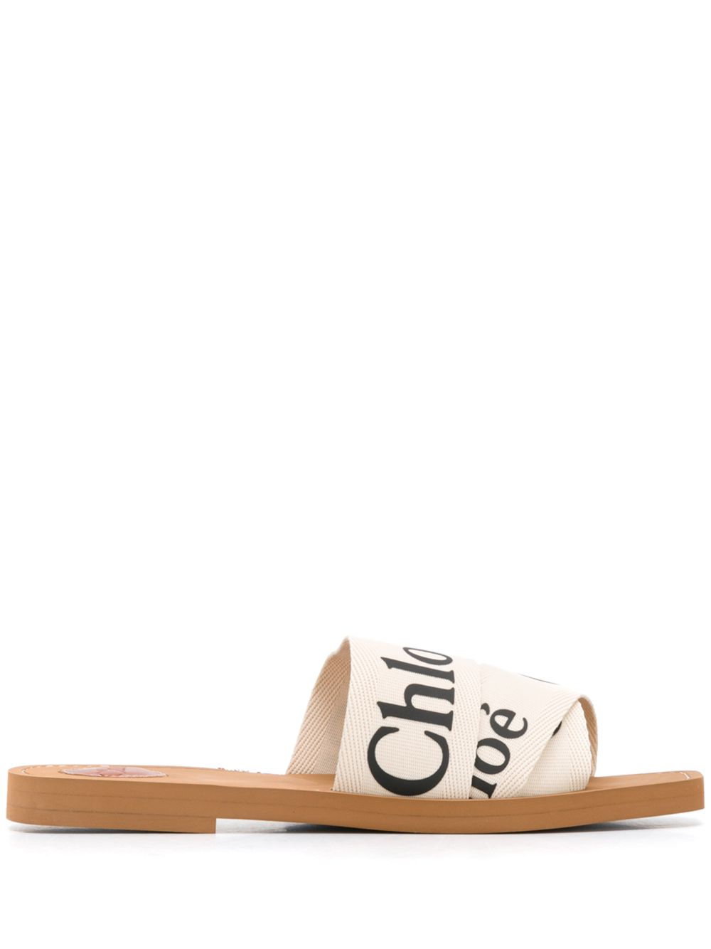 Chloè Woody Linen Flat Sandals