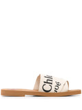 Chloè Woody Linen Flat Sandals
