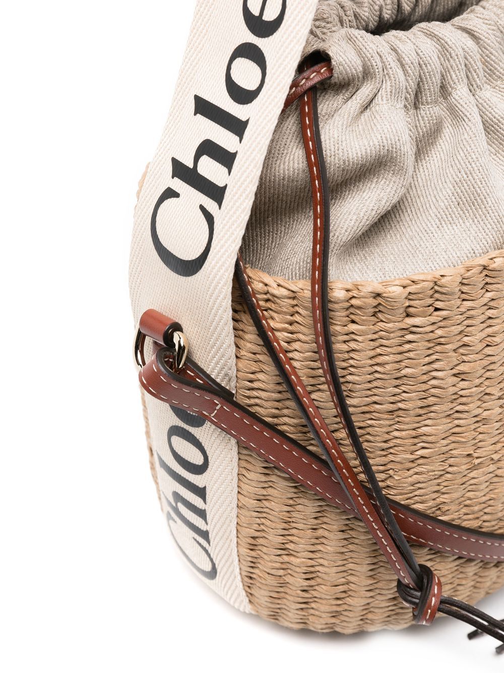 Chloè Wwoody Small Straw Bucket Bag