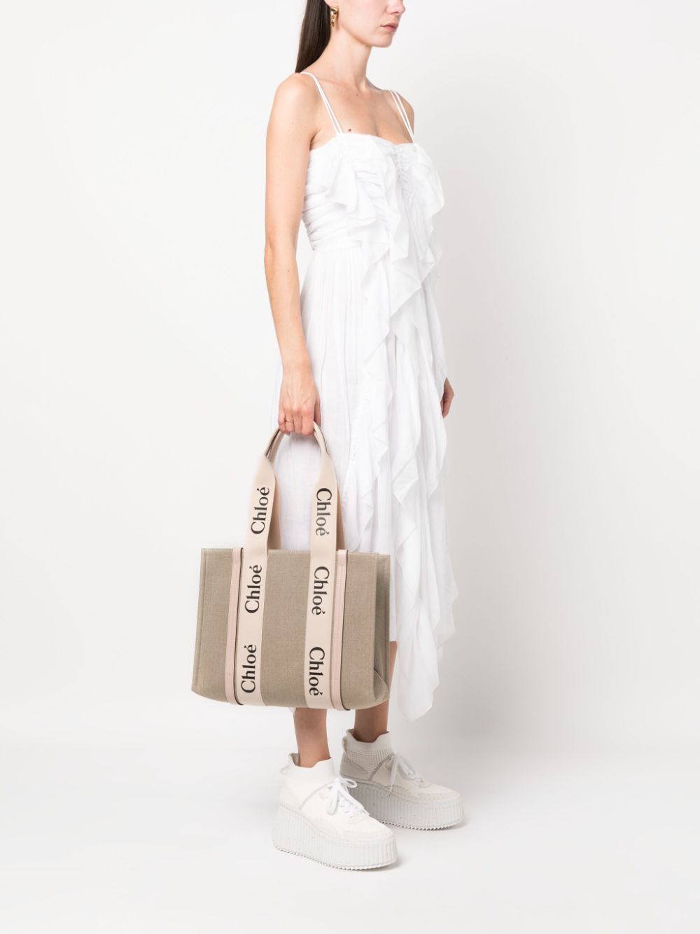Chloè Woody Linen Tote Bag