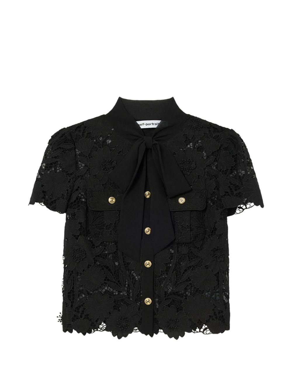 Self Portrait Tie Neck Lace Top