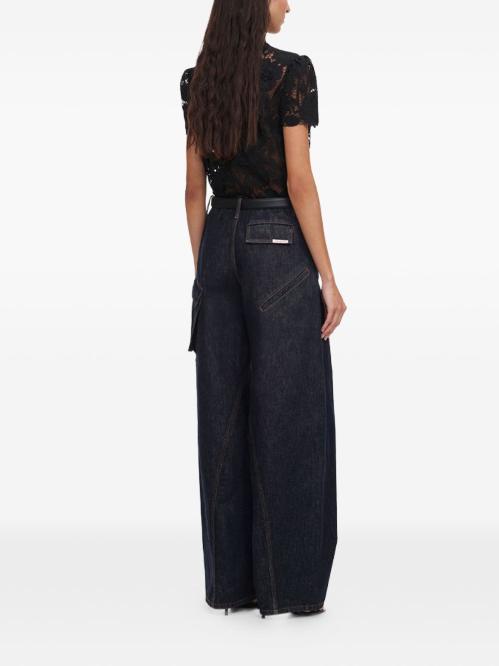 Self Portrait Tie Neck Lace Top