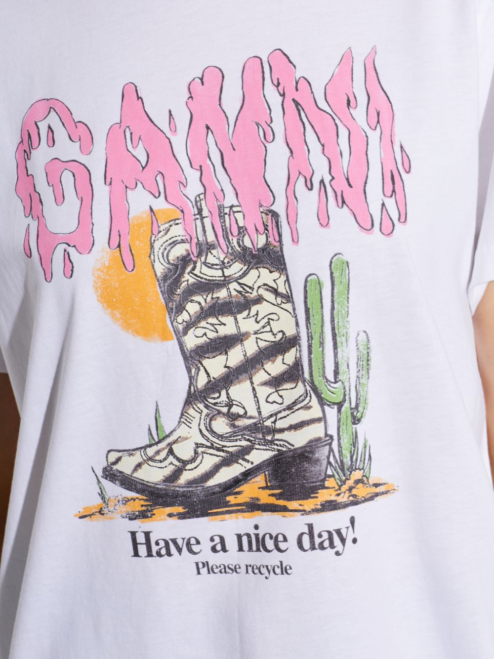 Ganni Printed Cotton T Shirt