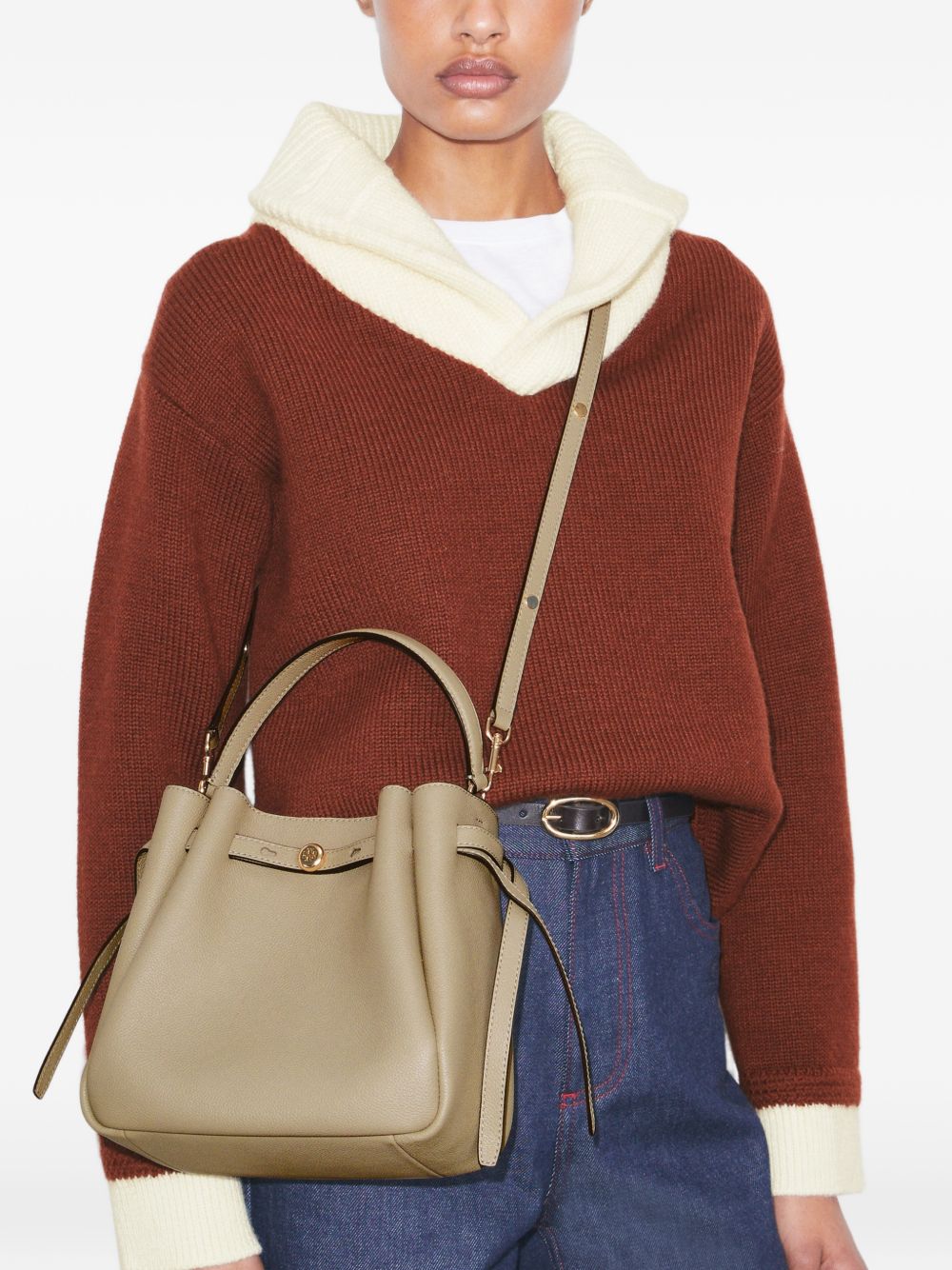 Tory Burch Romy Leather Bucket Bag