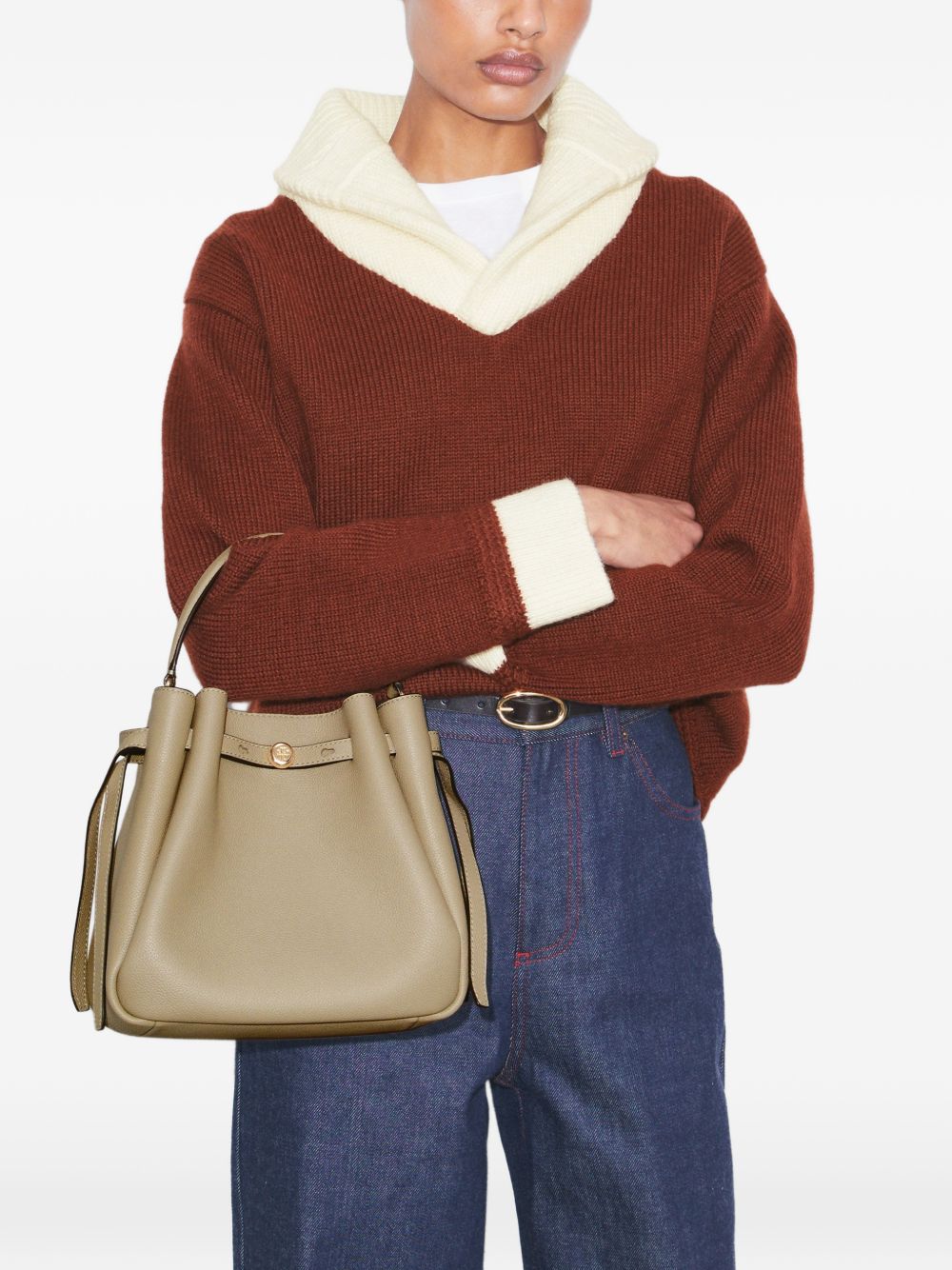 Tory Burch Romy Leather Bucket Bag