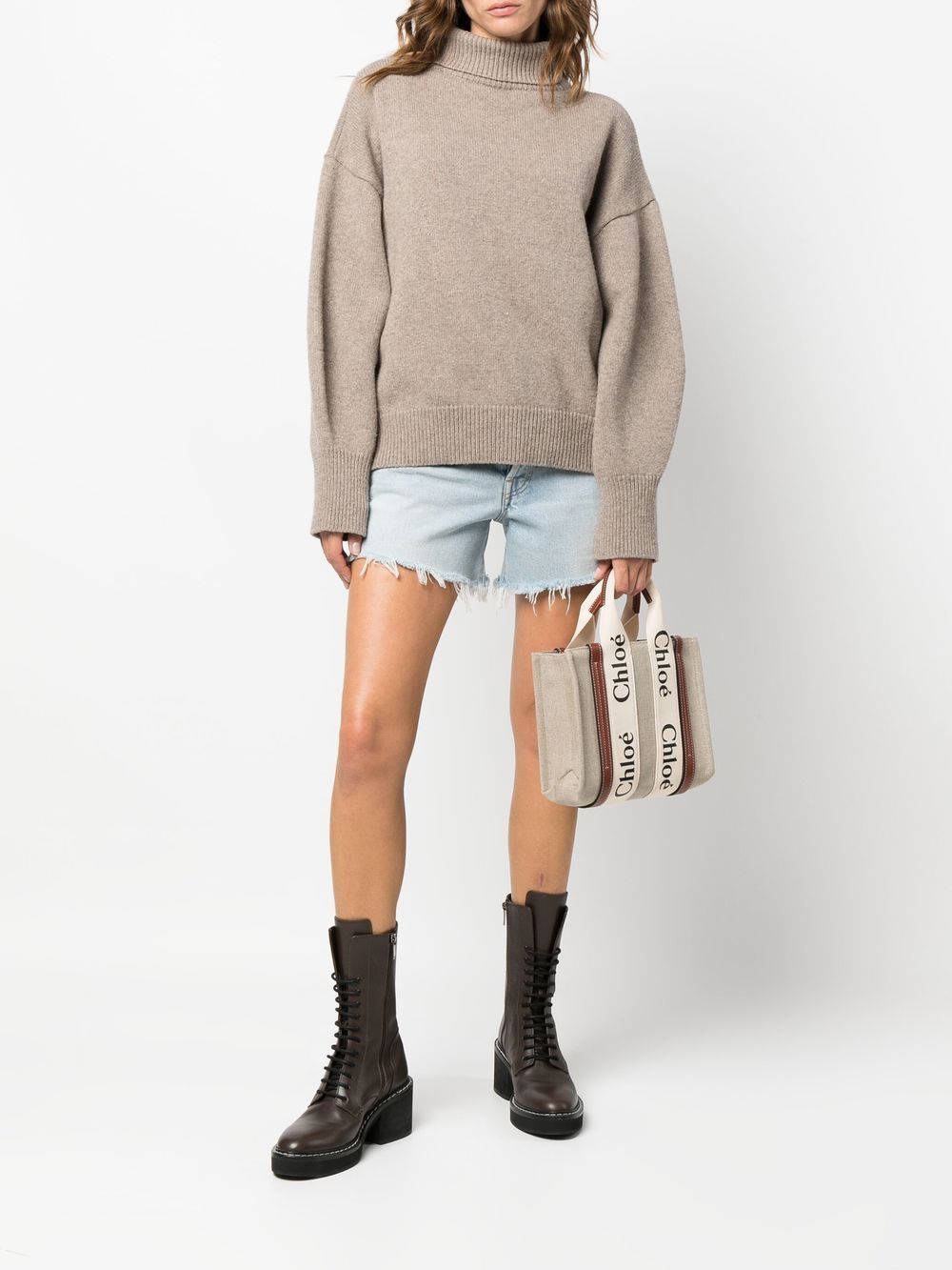 Chloè Woody Small Linen Tote Bag