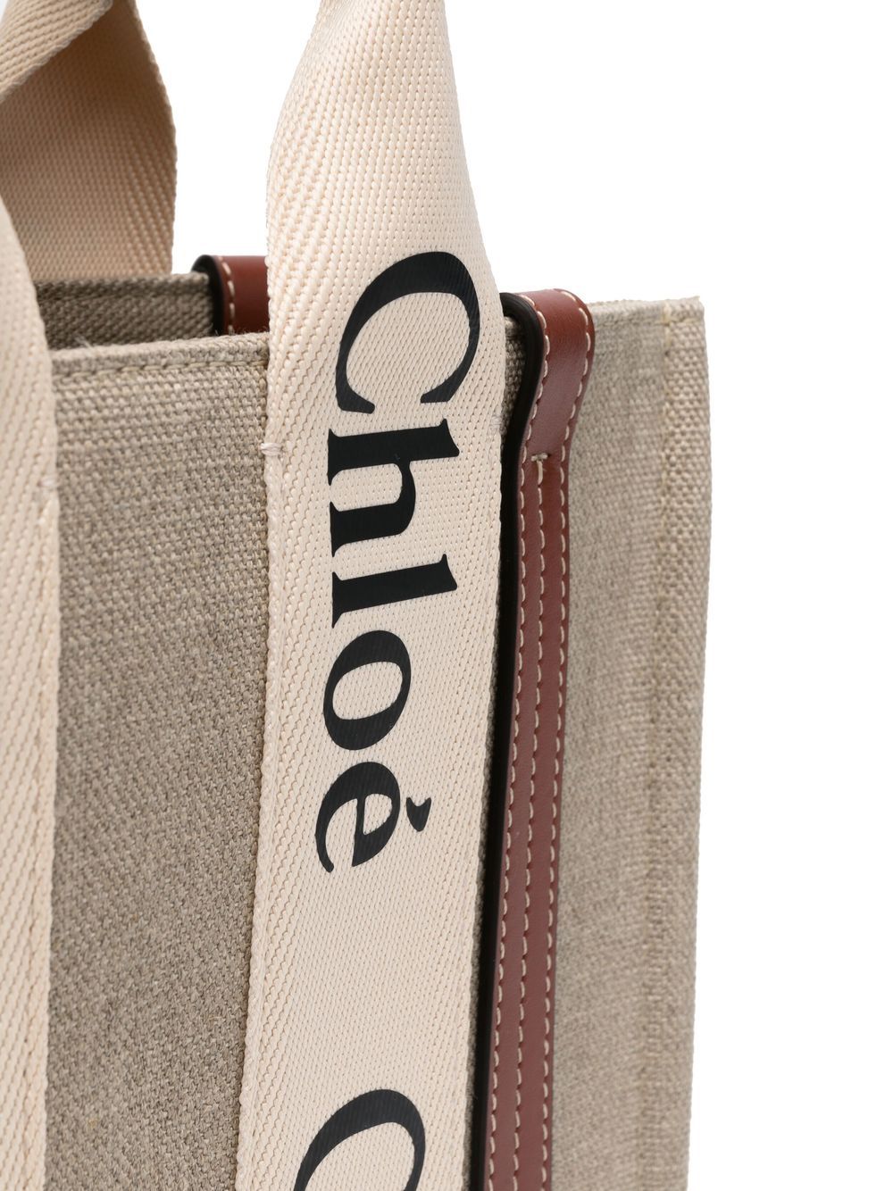 Chloè Woody Small Linen Tote Bag