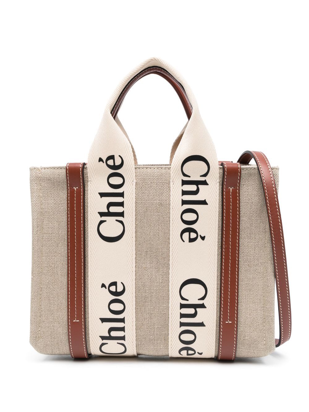 Chloè Woody Small Linen Tote Bag