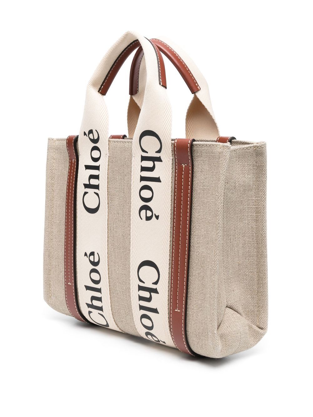 Chloè Woody Small Linen Tote Bag