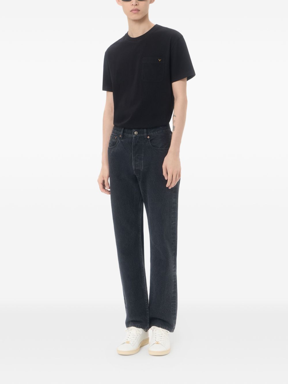 Valentino V Gold Cotton T Shirt