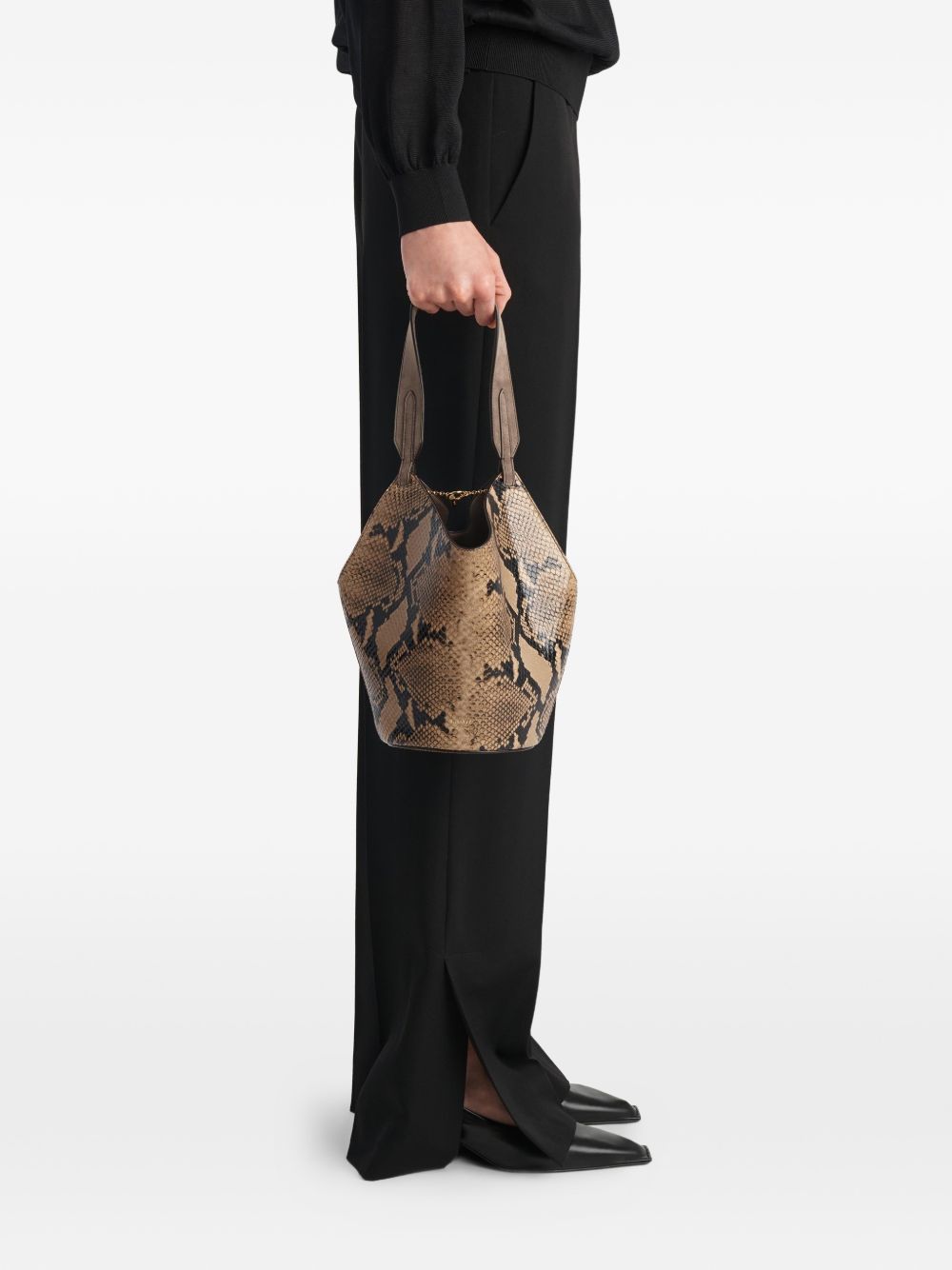 Khaite Lotus Mini Leather Bucket Bag
