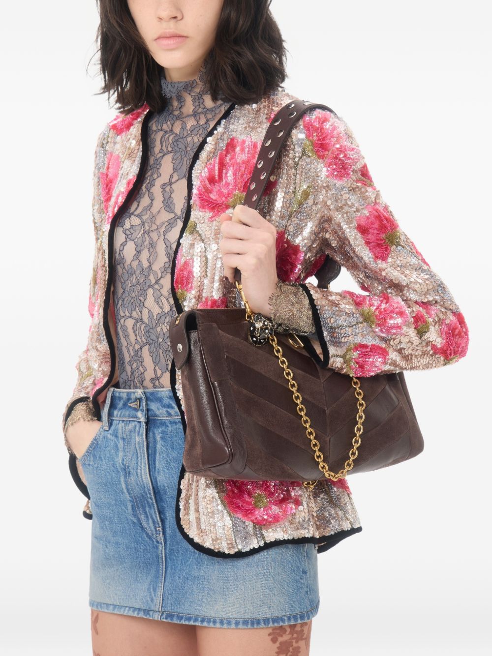 Valentino Garavani Panthea Medium Leather Shoulder Bag