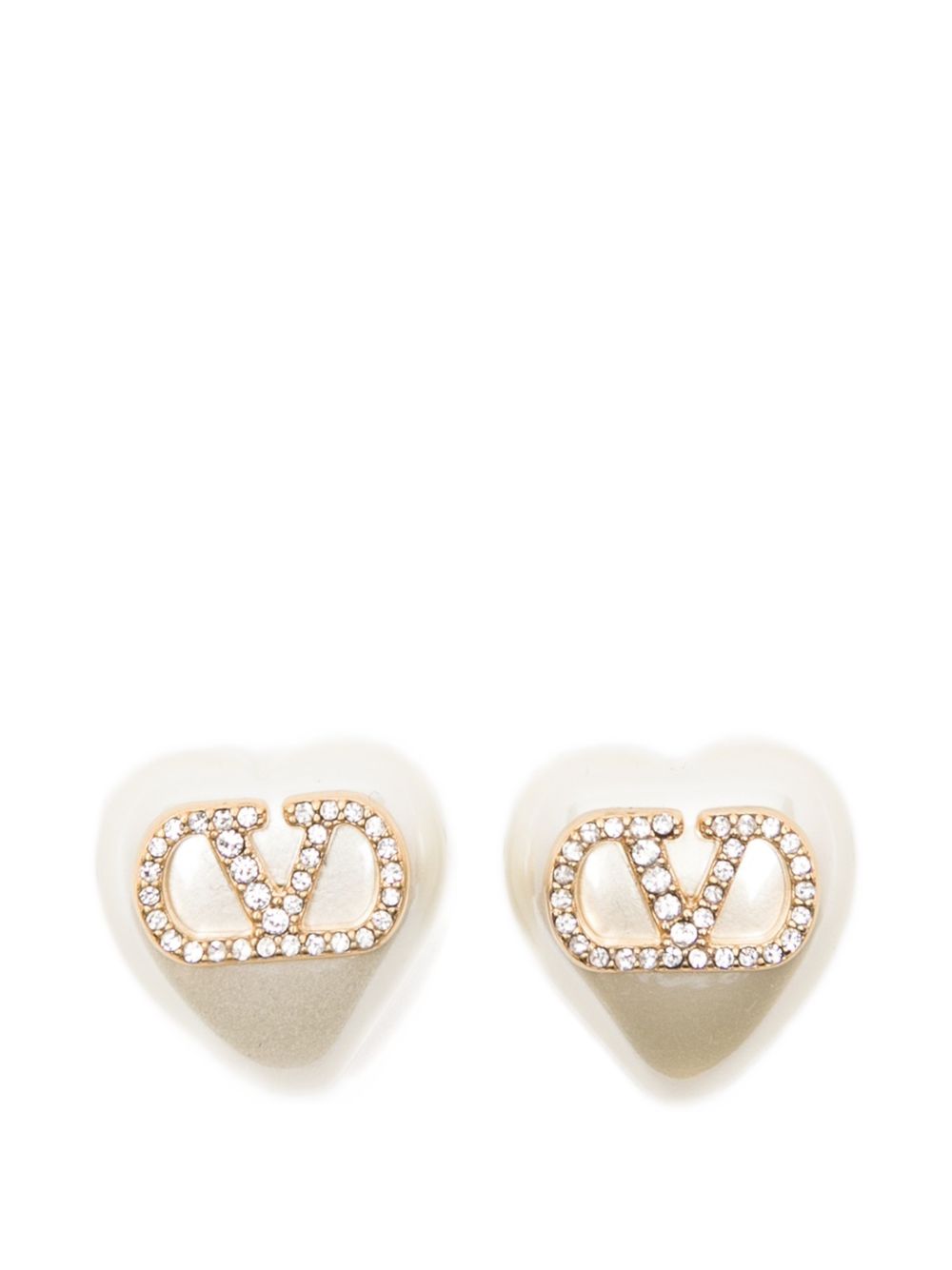 Valentino Garavani V Logo Signature Strass Pearl Earrings