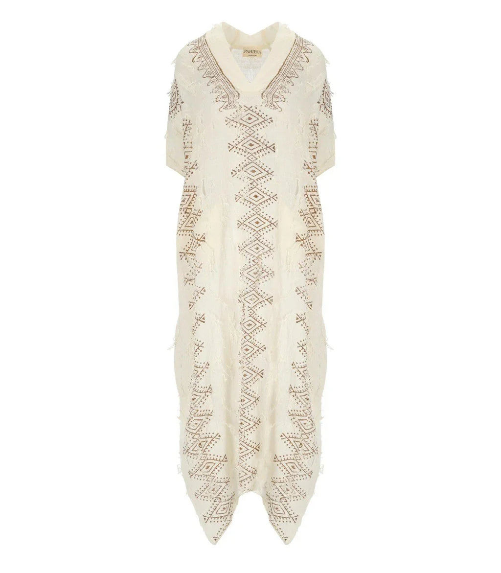 Pahiesa Formentera Ecru Kaftan Dress