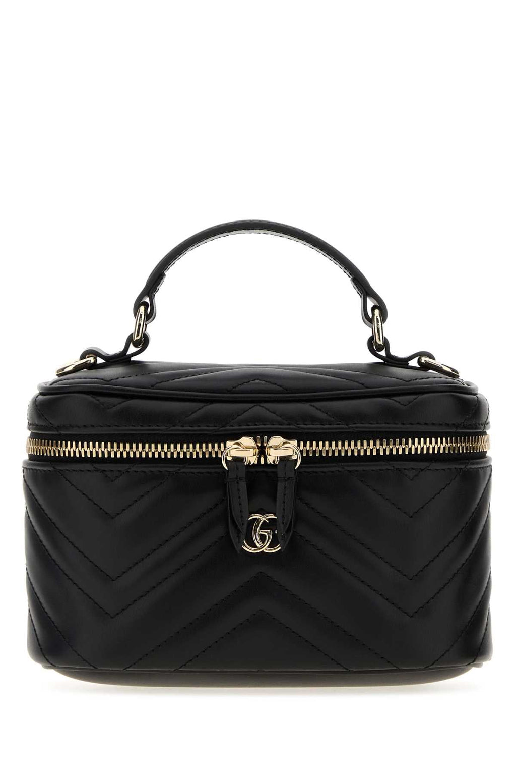 Gucci Black Leather Gg Marmont Bucket Bag