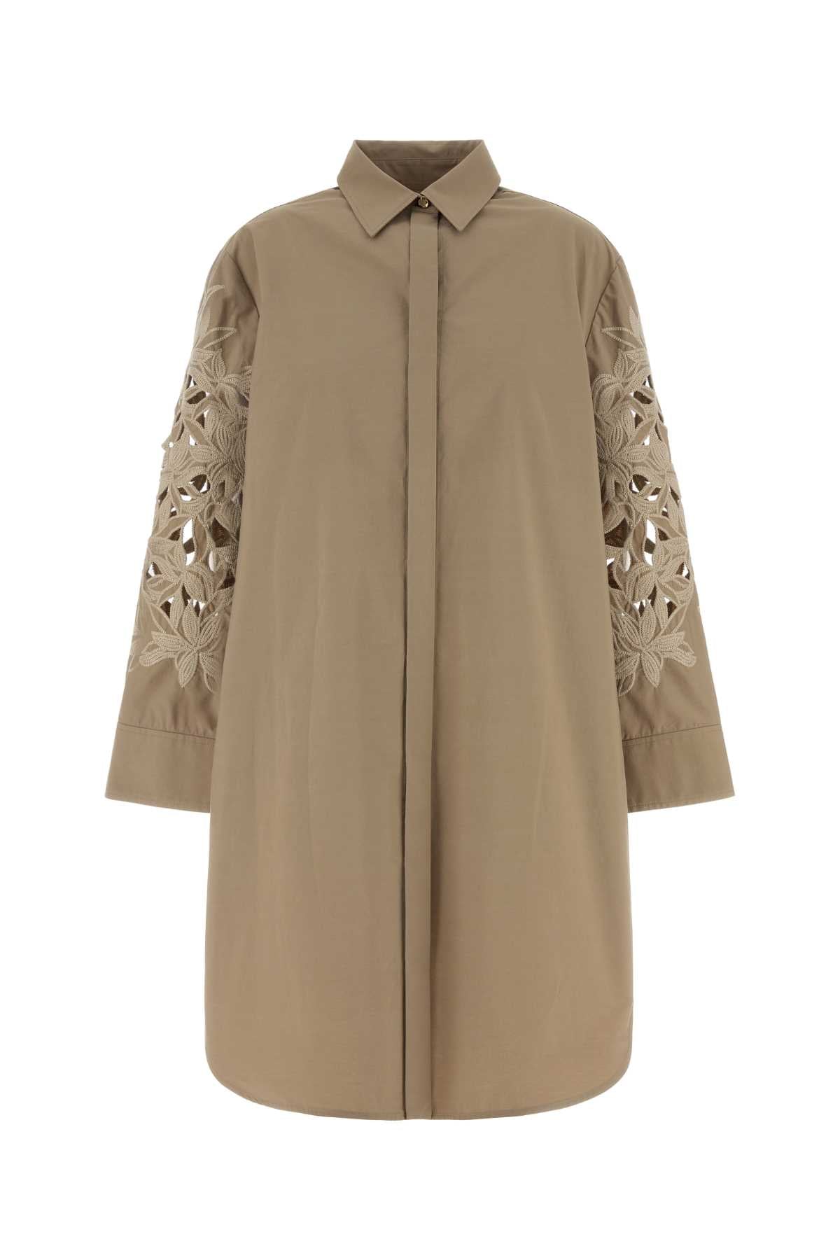 Agnona Dove Grey Poplin Shirt Dress