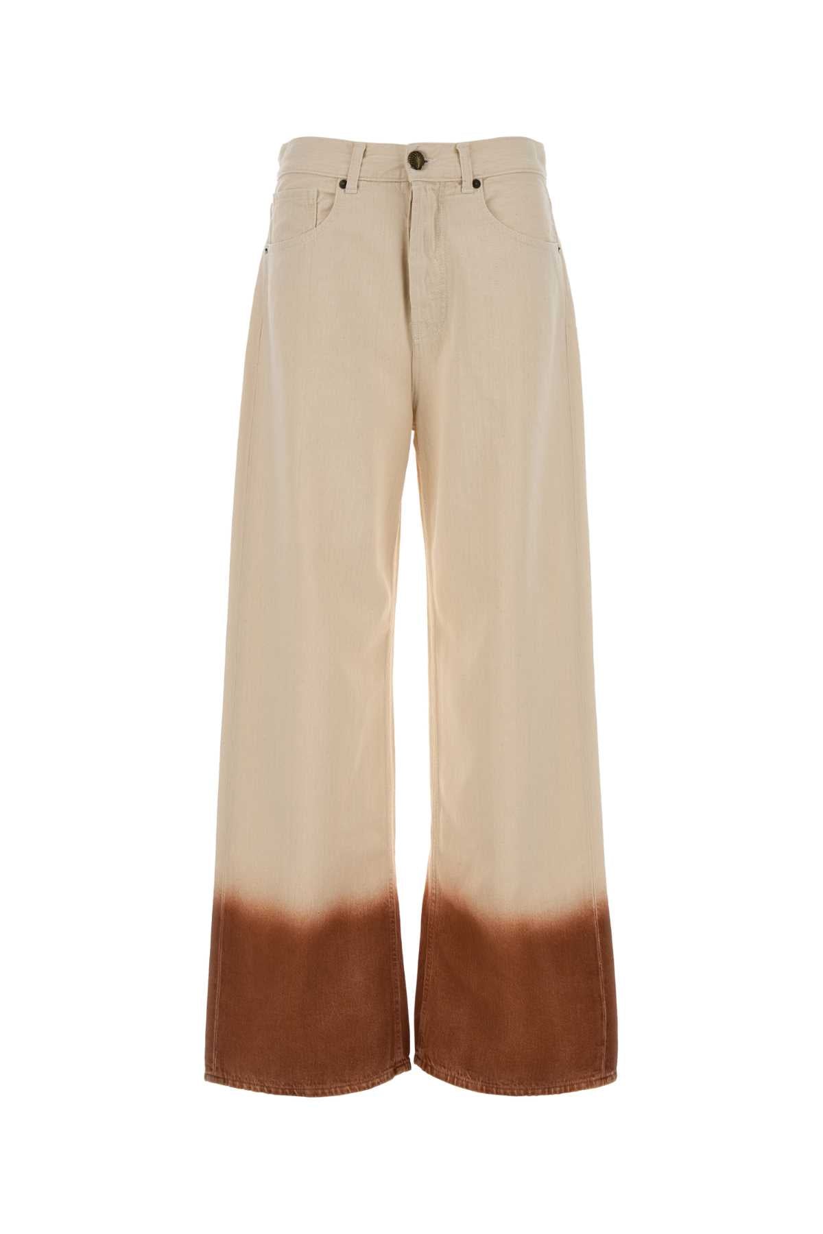 Alanui Two Tone Denim Wide Leg Jeans