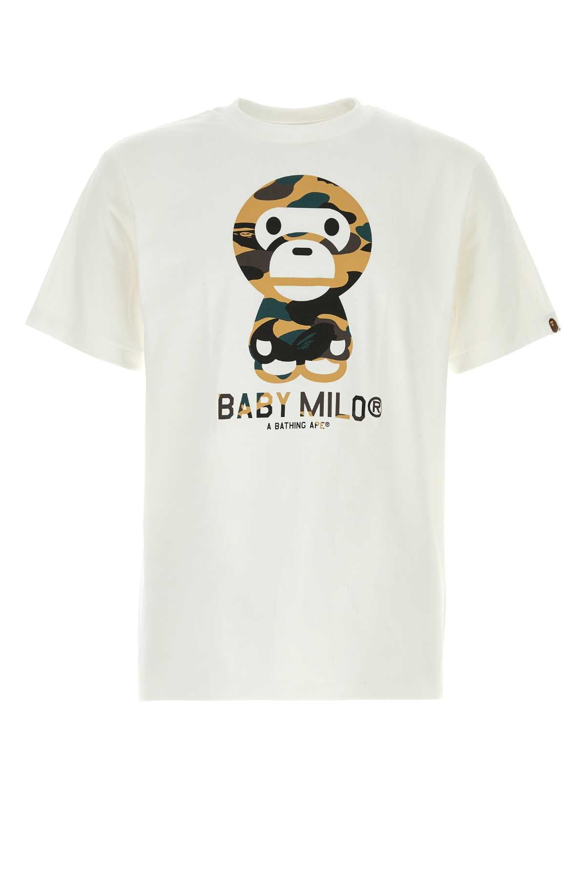 Bape White Cotton 1st Camp Baby Milo T Shirt