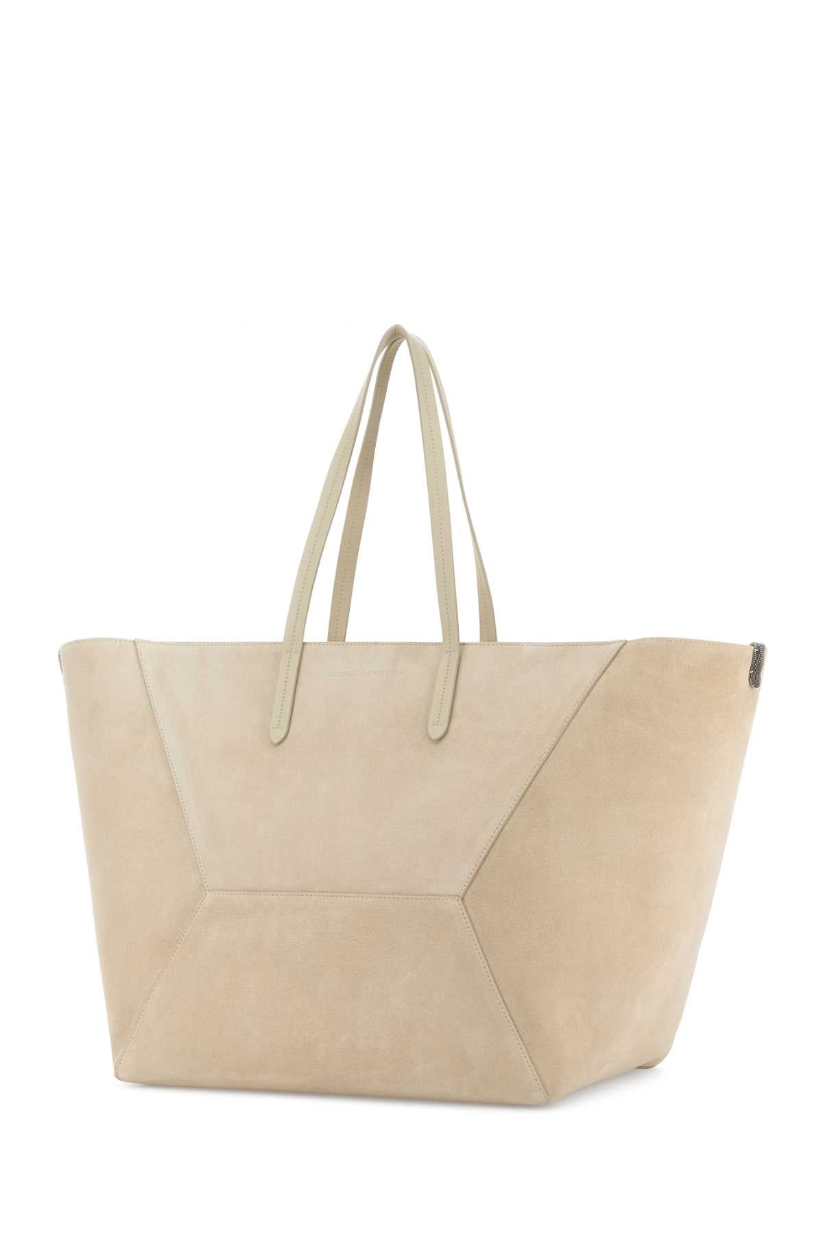 Brunello Cucinelli Sand Suede Shopping Bag