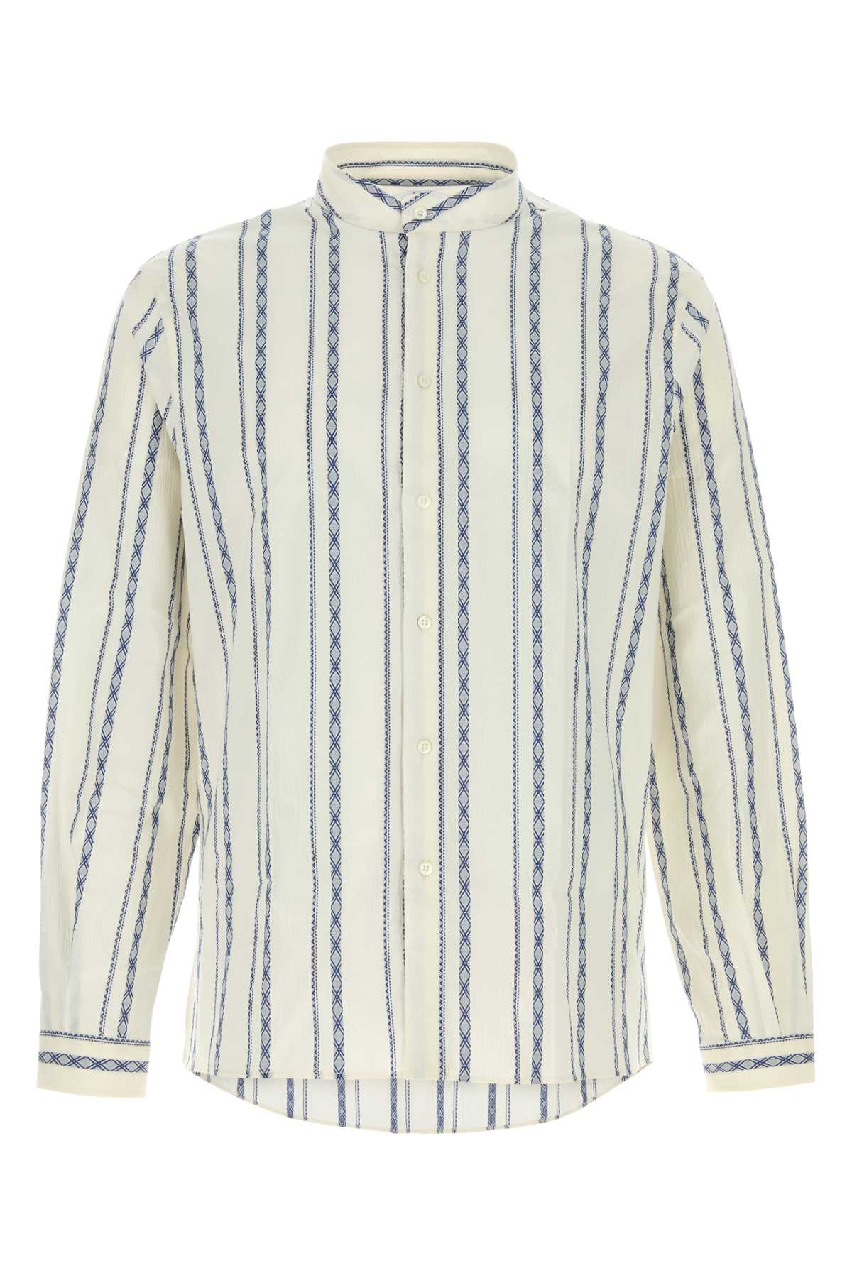 Brunello Cucinelli Embroidered Stretch Cotton Shirt