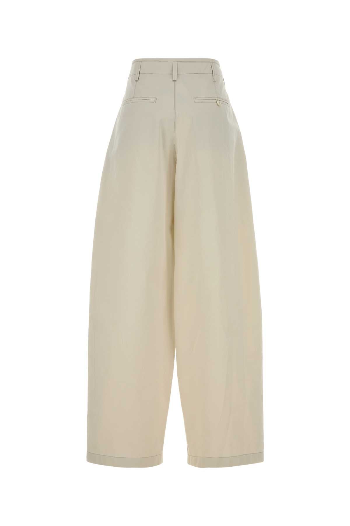 Lemaire Ivory Cotton Wide Leg Pant