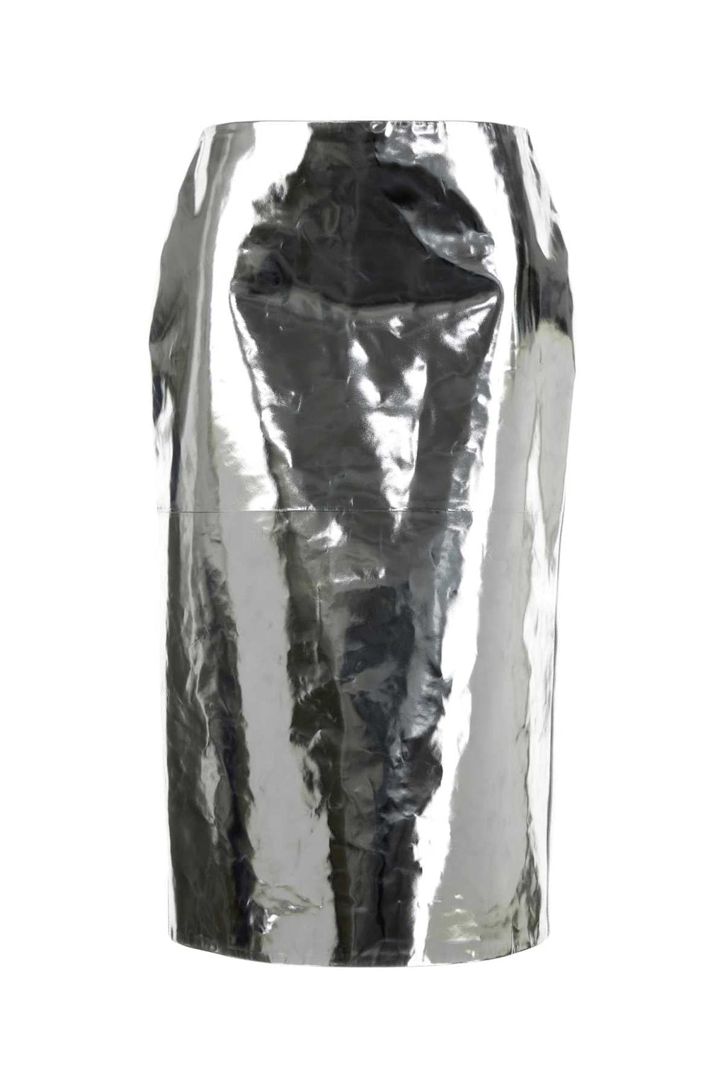 Jil Sander Silver Leather Skirt