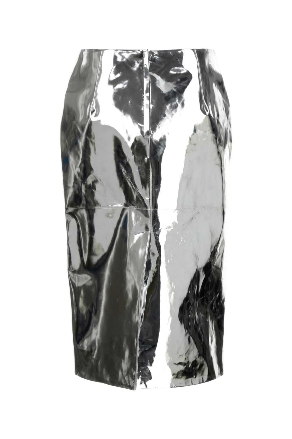 Jil Sander Silver Leather Skirt