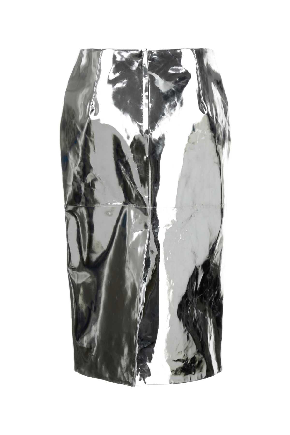 Jil Sander Silver Leather Skirt