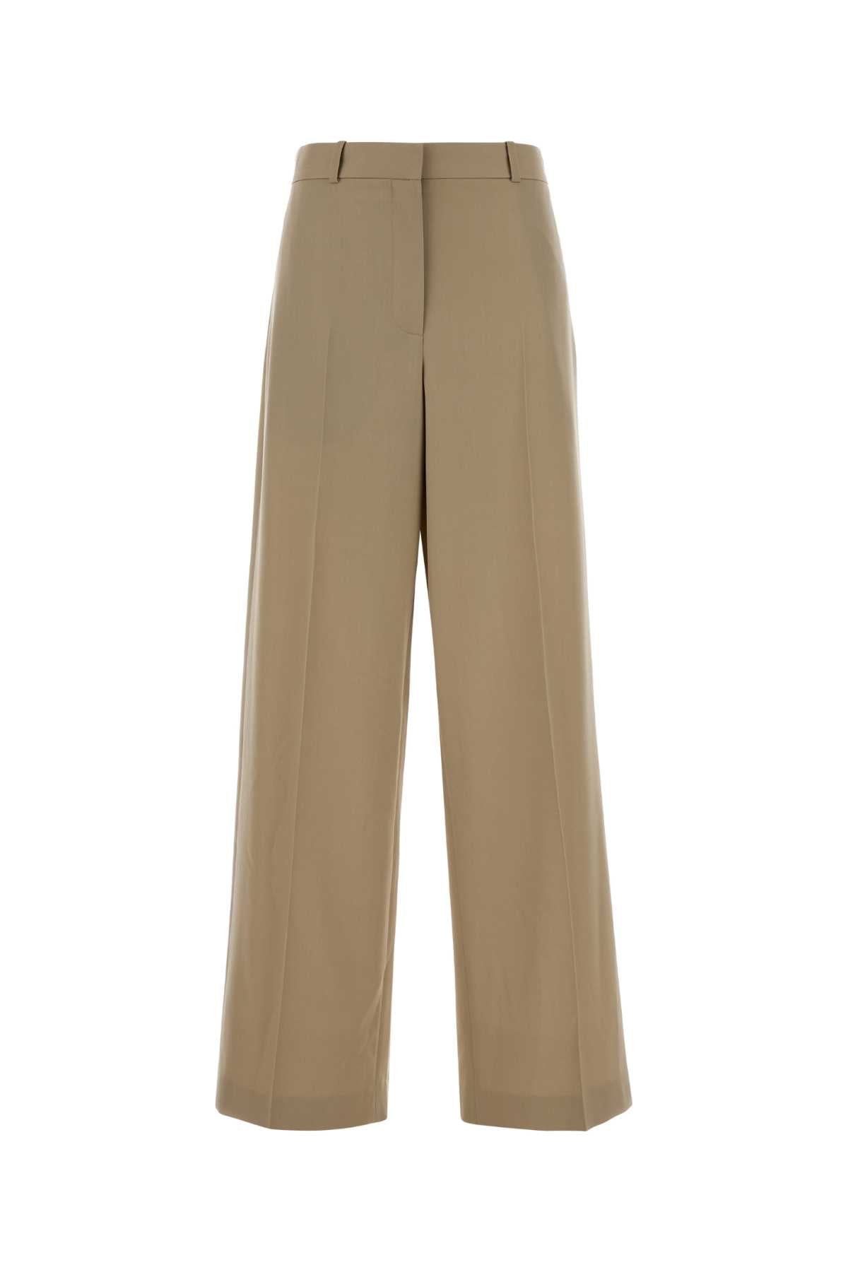 The Row Cappuccino Wool Wide Leg Dende Pant