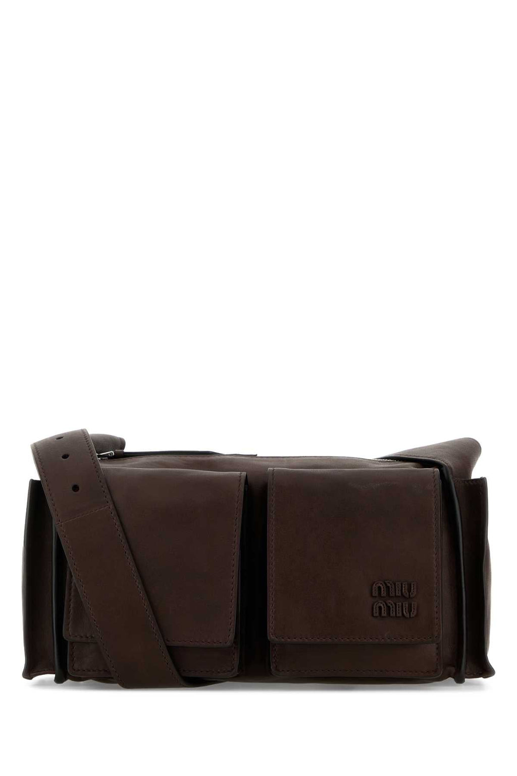 Miu Miu Dark Brown Nappa Leather Utilitaire Crossbody Bag