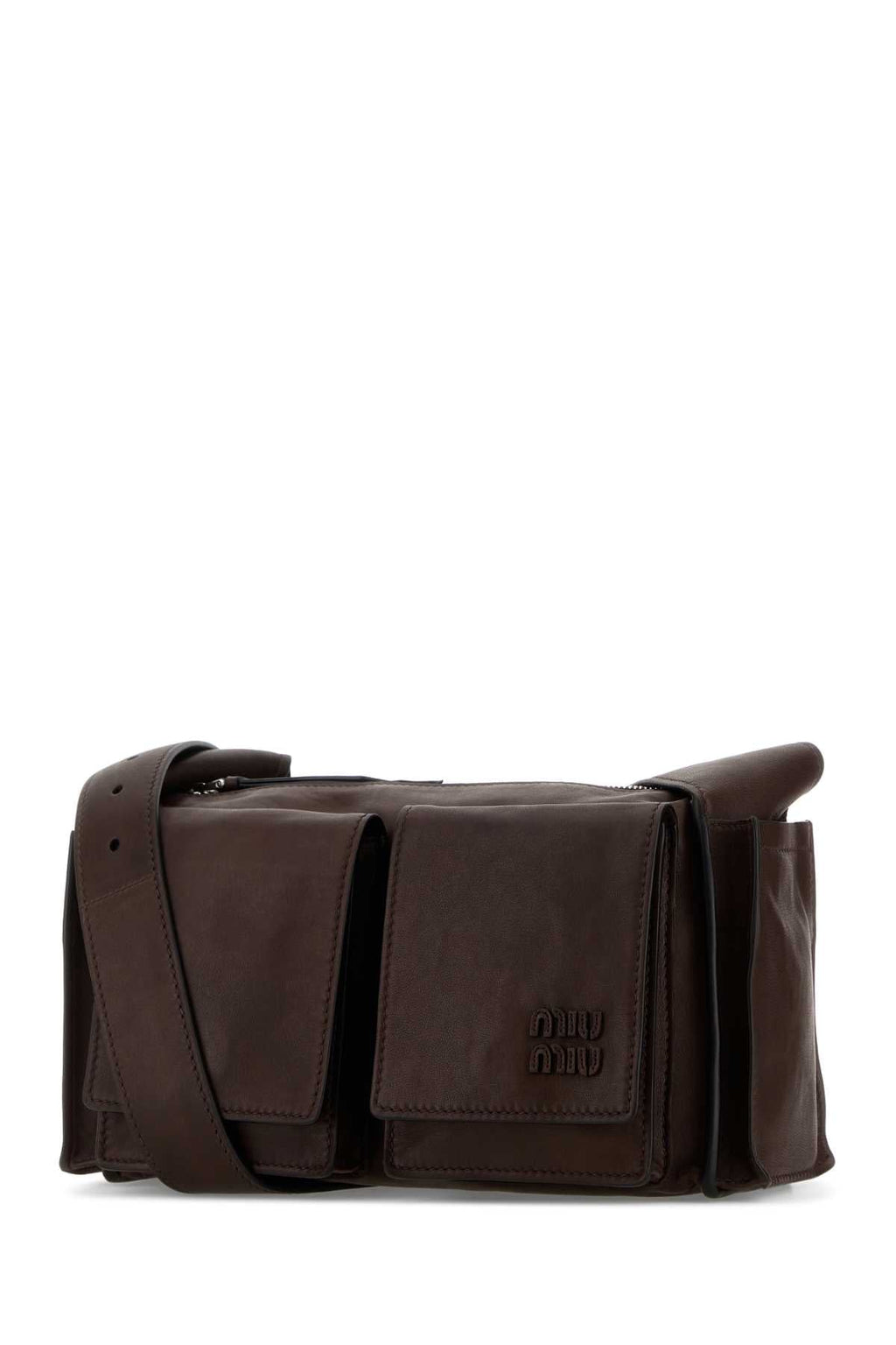 Miu Miu Dark Brown Nappa Leather Utilitaire Crossbody Bag