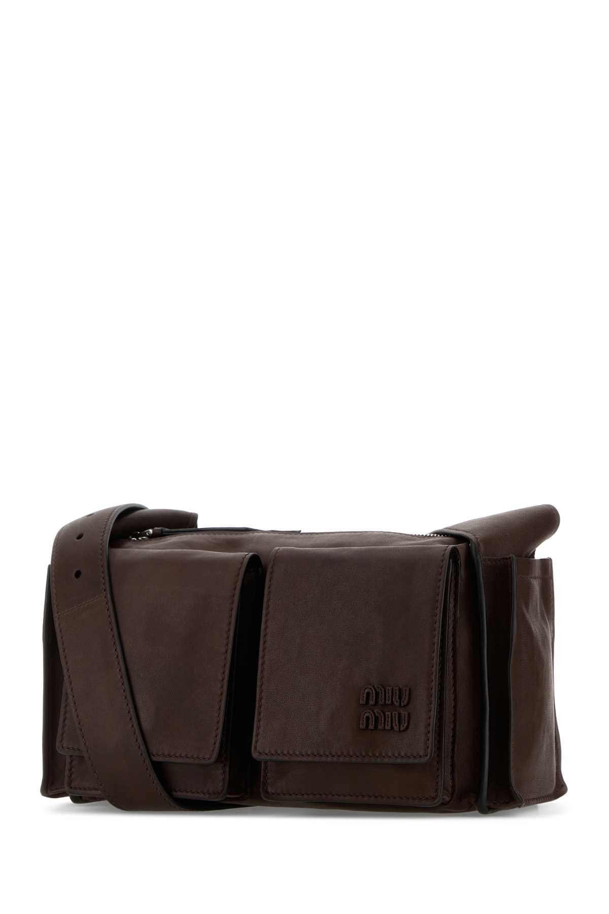 Miu Miu Dark Brown Nappa Leather Utilitaire Crossbody Bag