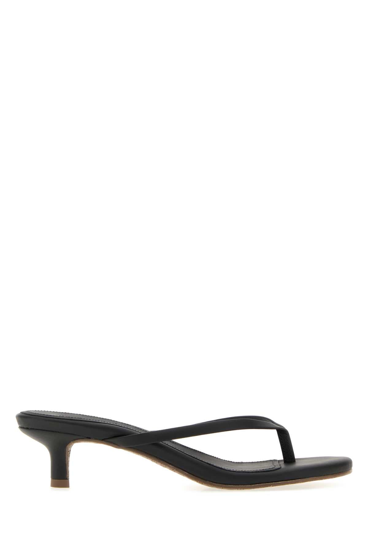 Tkees Black Leather Julia Thong Mules