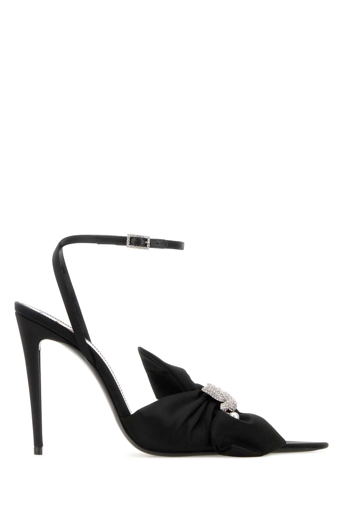 Saint Laurent Black Crepe Dove Pumps
