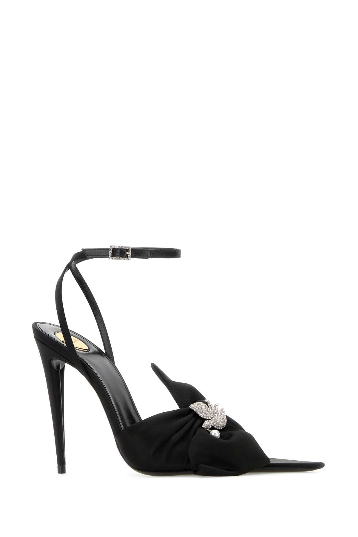 Saint Laurent Black Crepe Dove Pumps