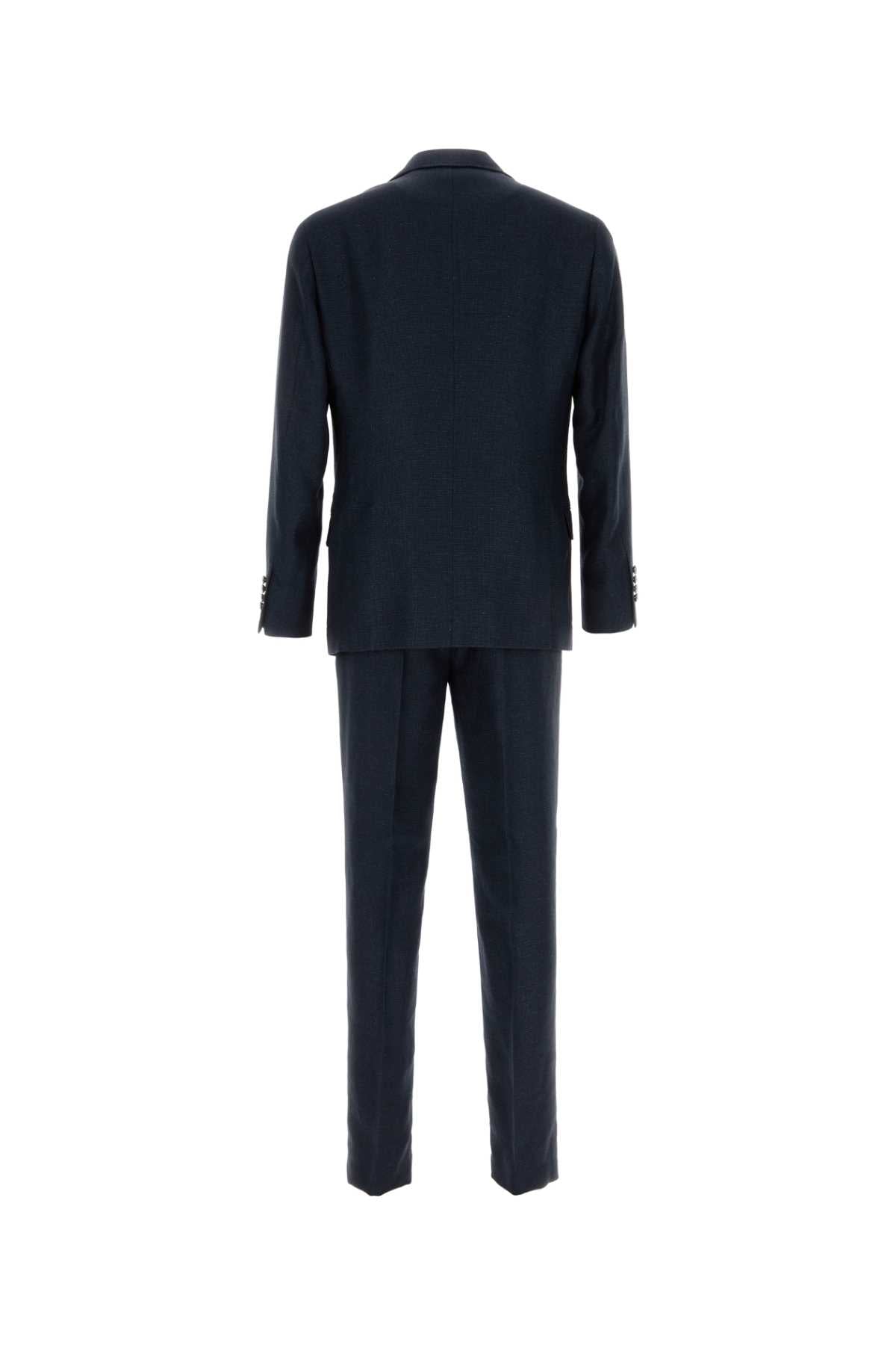 Brunello Cucinelli Navy Blue Silk Blend Suit