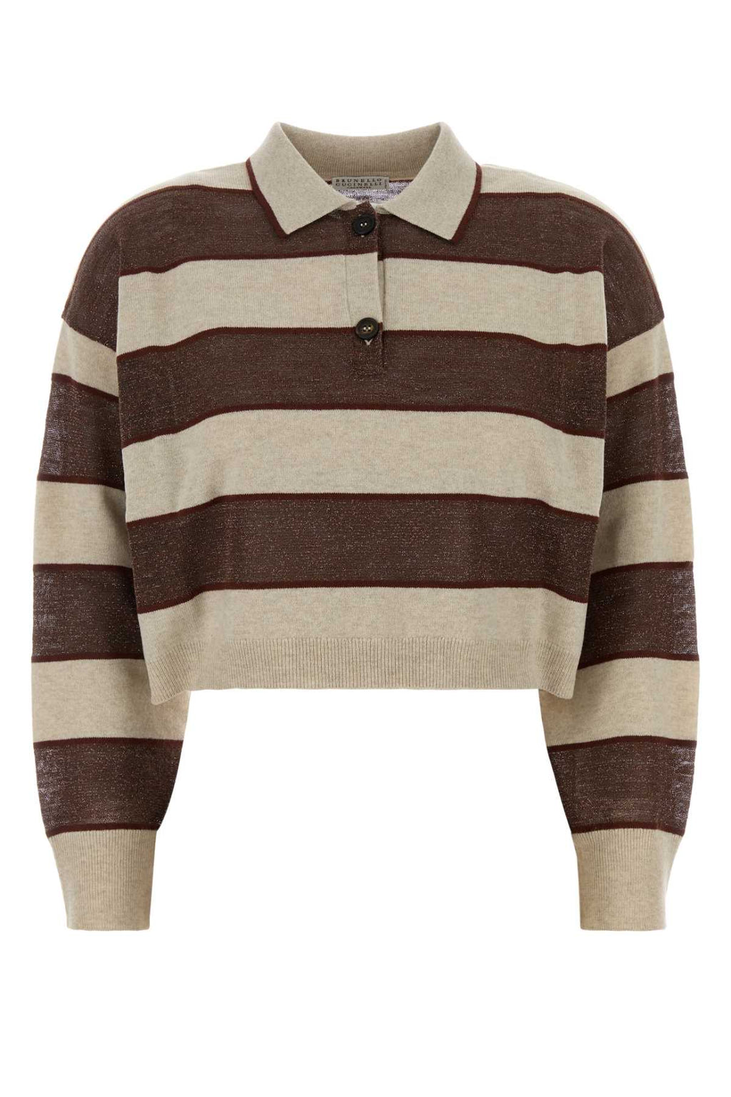 Brunello Cucinelli Embroidered Wool Blend Polo Shirt