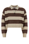 Brunello Cucinelli Embroidered Wool Blend Polo Shirt