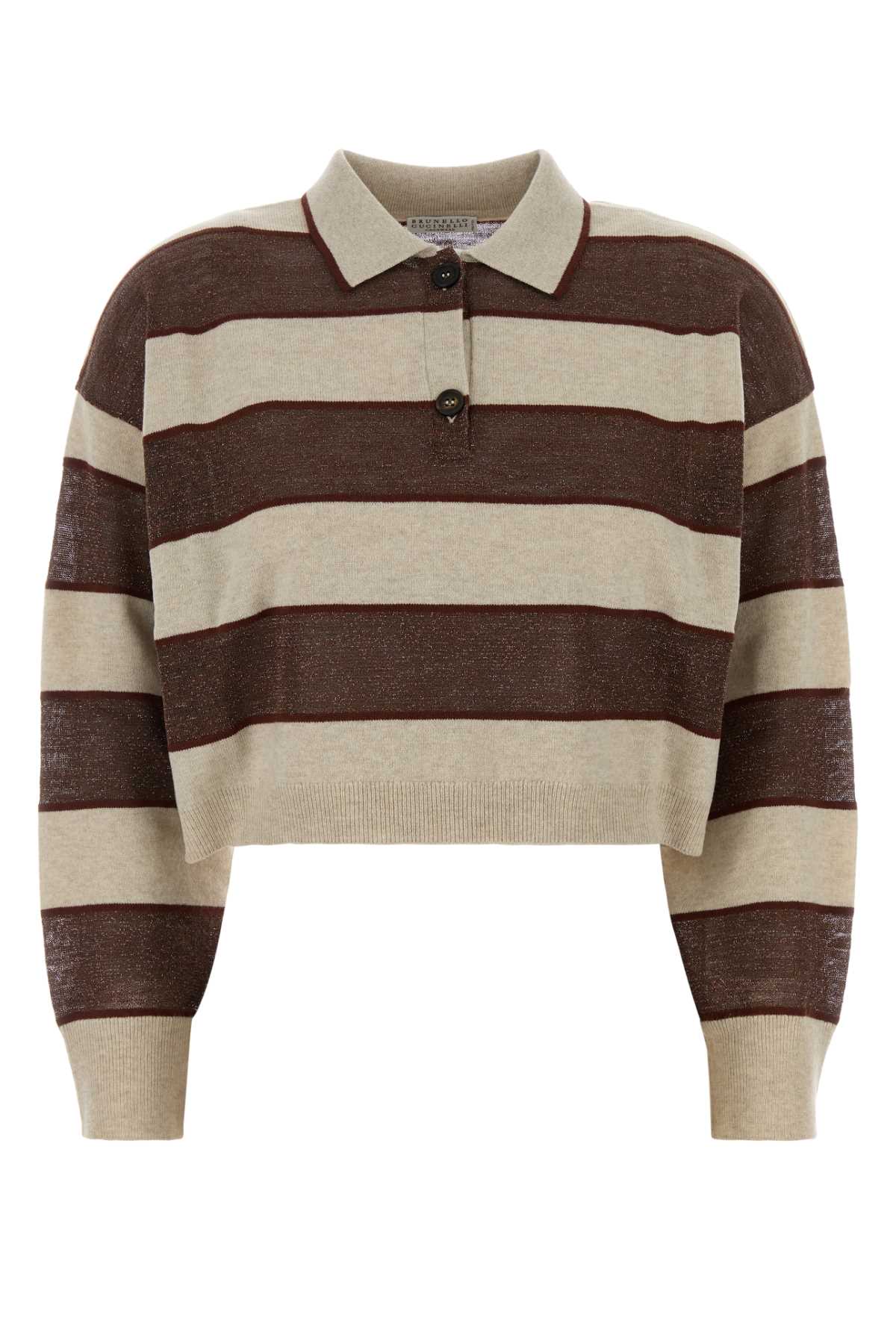 Brunello Cucinelli Embroidered Wool Blend Polo Shirt